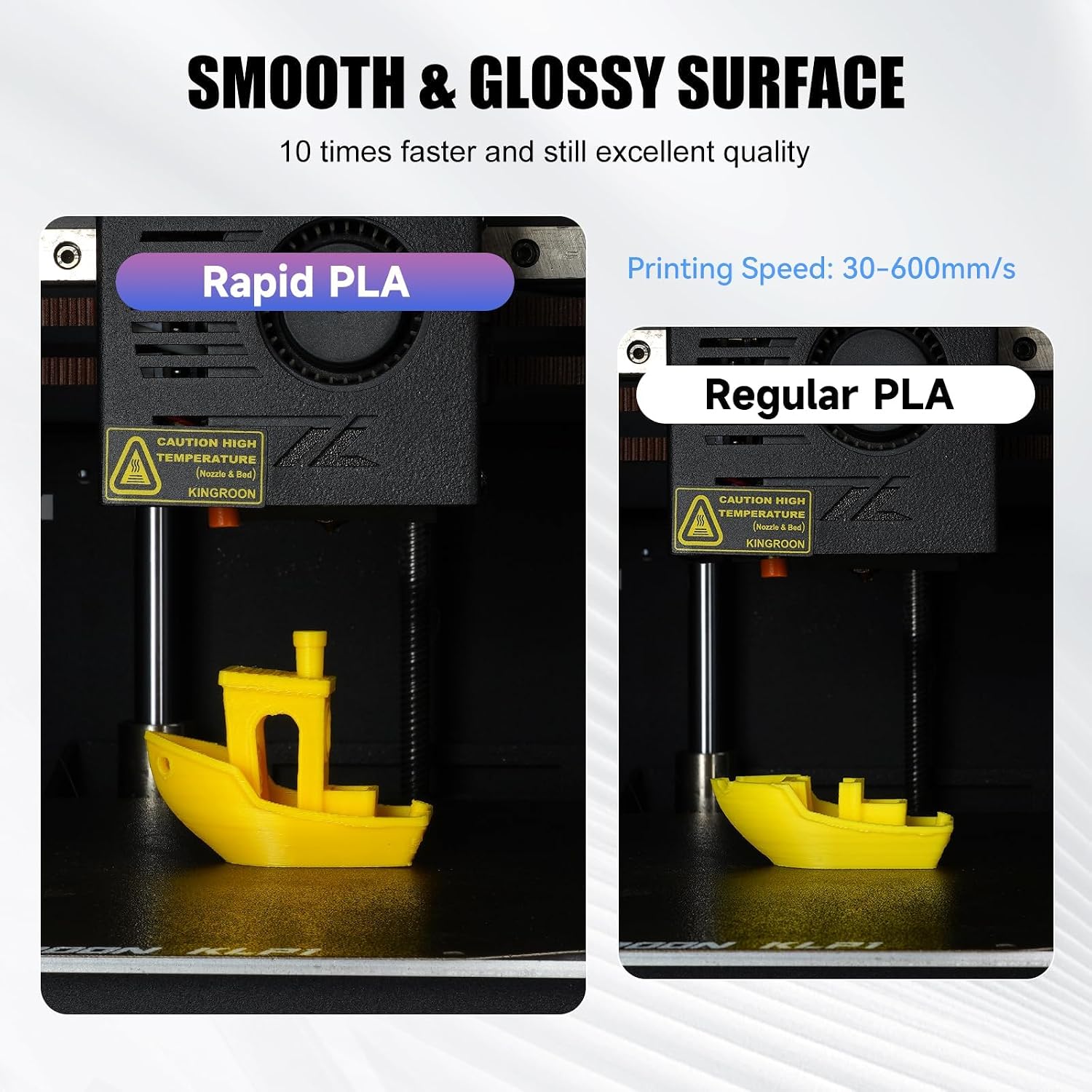 Kingroon High Speed PLA Bundle 3D Printer Filament 1.75mm. 3D Printer Rapid Filament for 30-600mm/s Hyper Printing Filament. Dimensional Accuracy +/- 0.03 mm. 10 kg Plastic Spool (22lbs(Black)