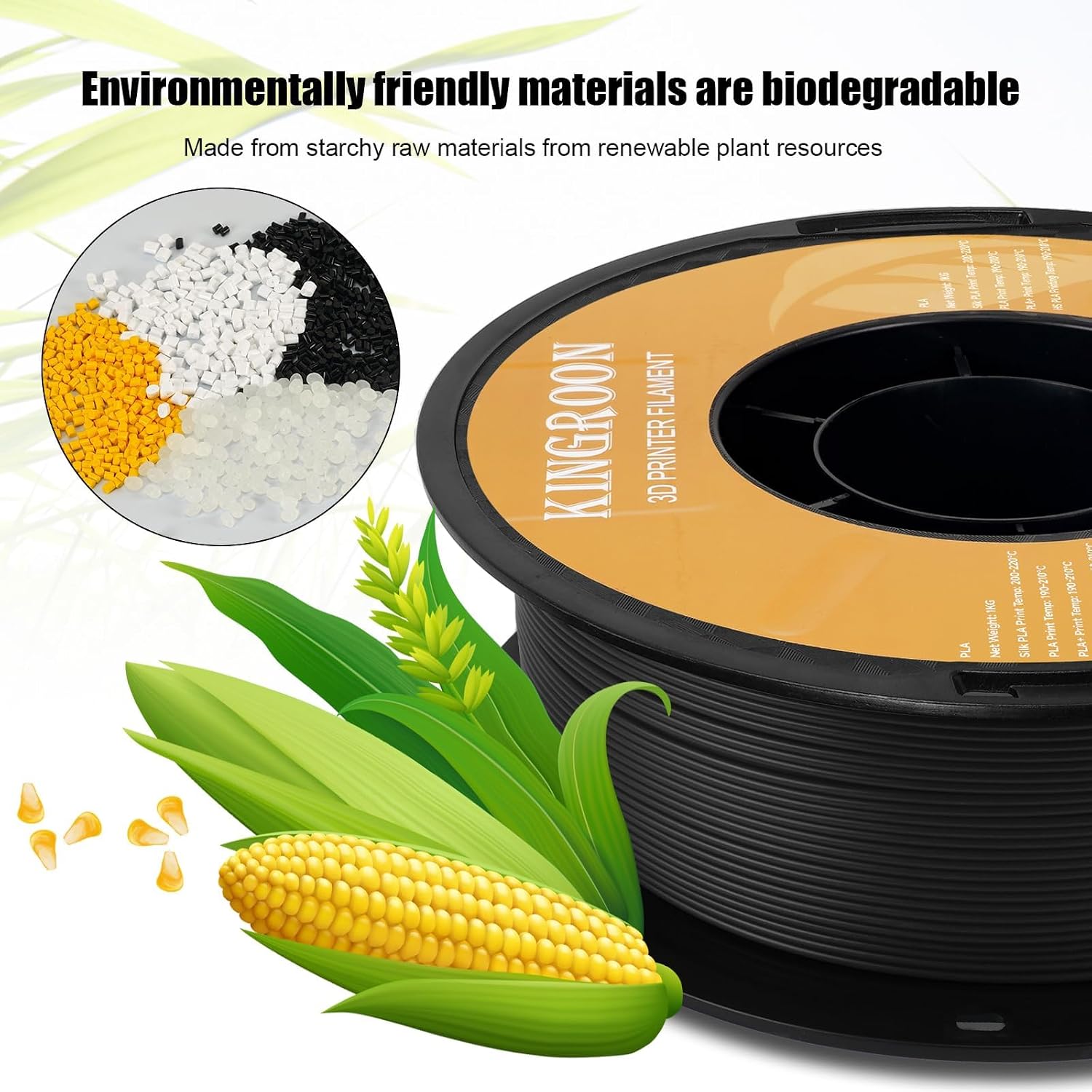 Kingroon High Speed PLA Bundle 3D Printer Filament 1.75mm. 3D Printer Rapid Filament for 30-600mm/s Hyper Printing Filament. Dimensional Accuracy +/- 0.03 mm. 10 kg Plastic Spool (22lbs(Black)